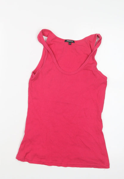 Additional front view of Papaya women’s pink basic tank, size UK 14