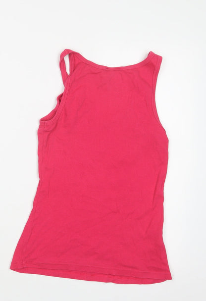 Back view of Papaya women’s pink basic tank, size UK 14