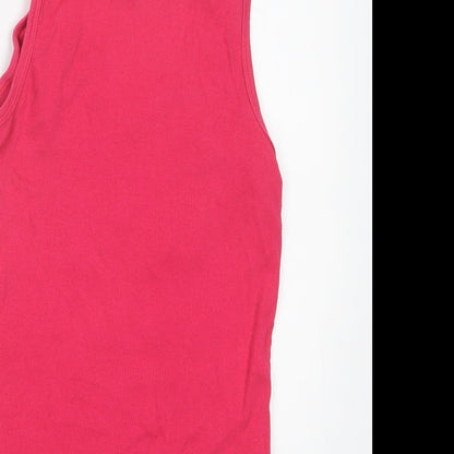 Brand and care label for Papaya women’s pink basic tank, size UK 14