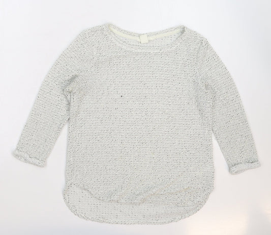H&M Womens White  Knit Pullover Jumper Size XS