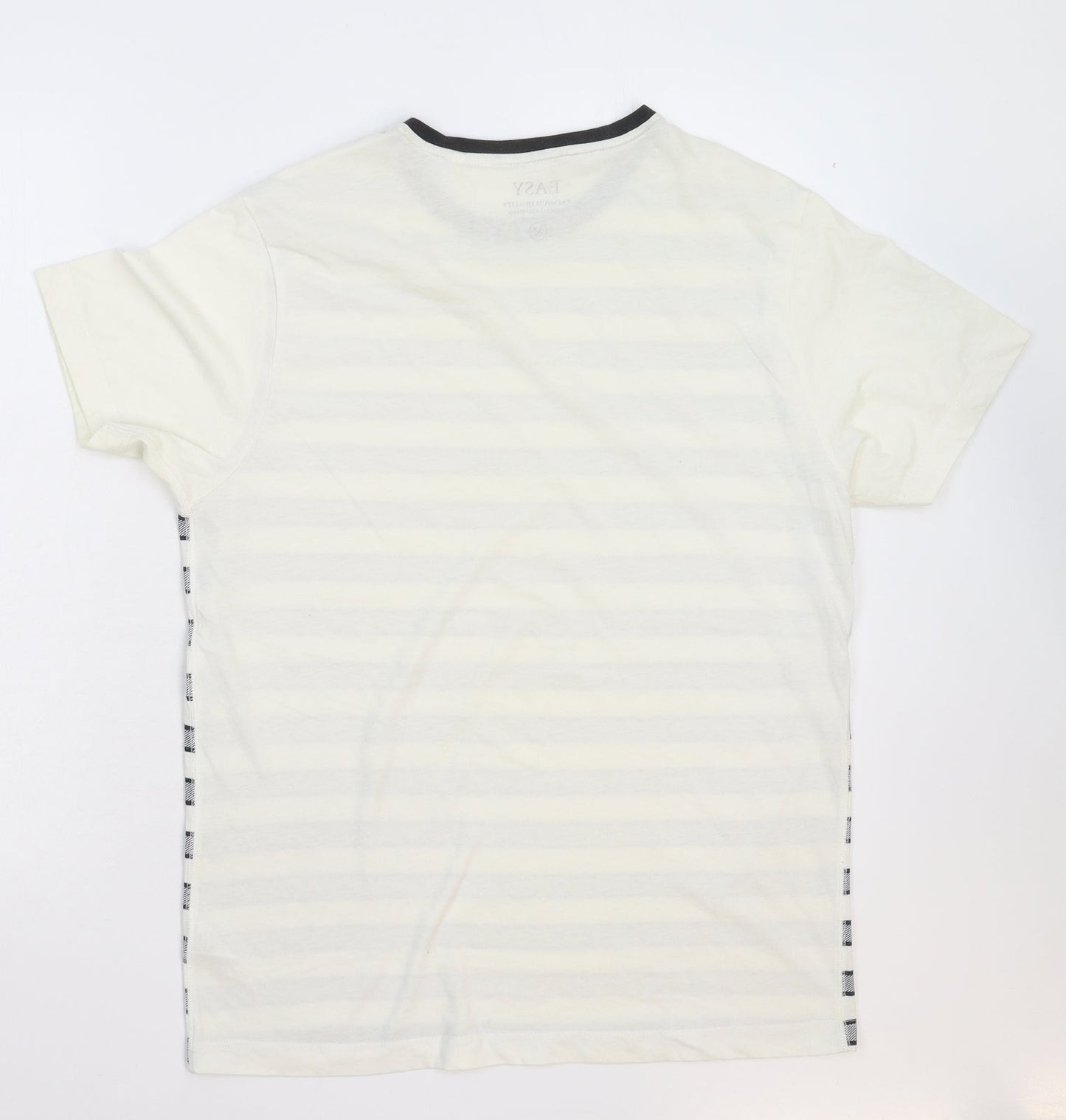 Easy Mens White Striped   T-Shirt Size M