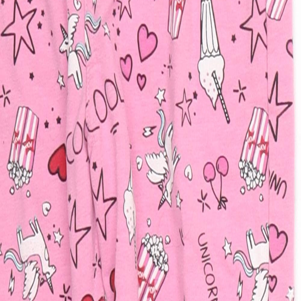 Matalan Girls Pink   Windbreaker Trousers Size 9 Months - Unicorns Milkshakes Popcorn Pyjama Pants