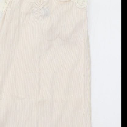 Close-up detail of Miss Selfridge women’s white basic tank, size UK 12