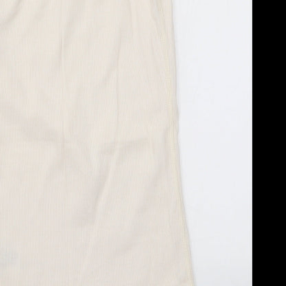 Brand and care label for Miss Selfridge women’s white basic tank, size UK 12