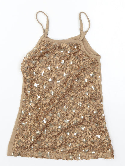 Additional front view of CYL girls’ beige basic tank, size 4, years