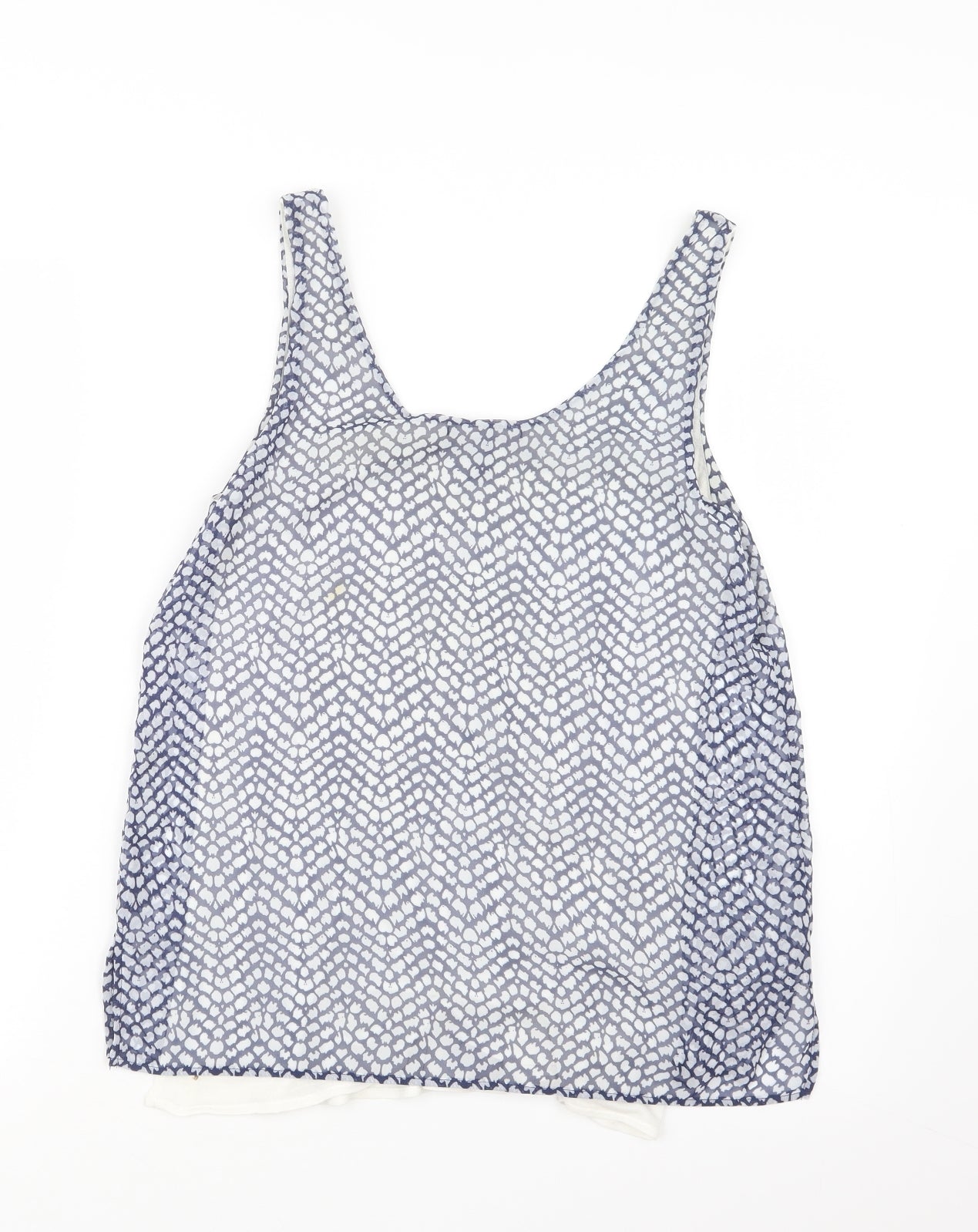 Mango Womens Blue Geometric  Basic Blouse Size S