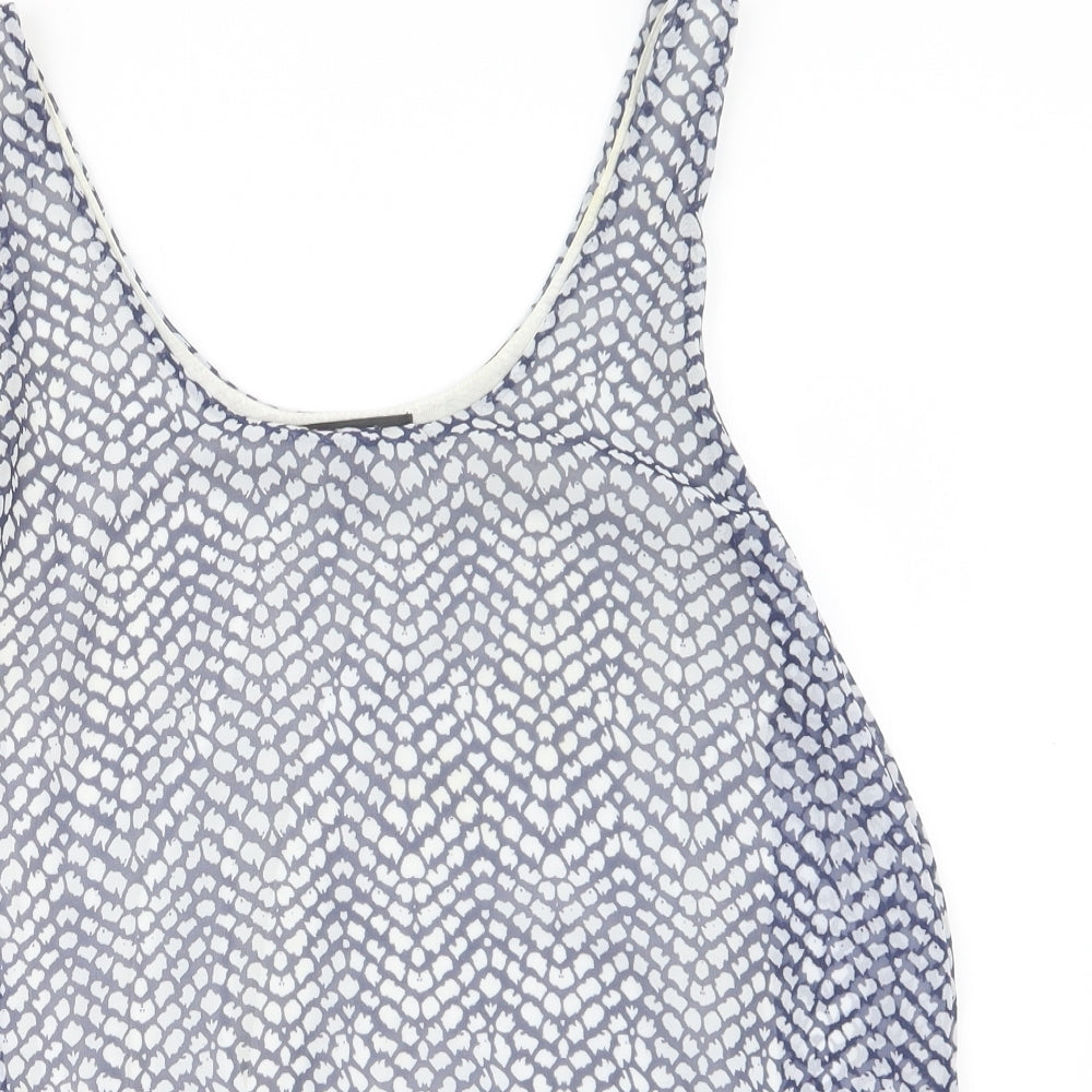 Mango Womens Blue Geometric  Basic Blouse Size S