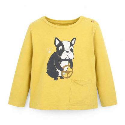 Front view of Mango girls’ yellow basic t-shirt, size 9-12, months
