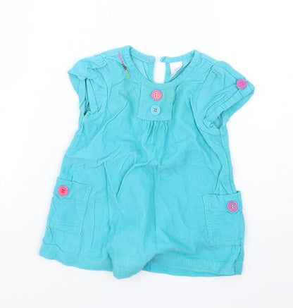 Additional front view of Next girls’ blue basic t-shirt, size 3-6, months