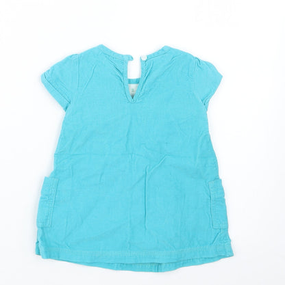 Back view of Next girls’ blue basic t-shirt, size 3-6, months