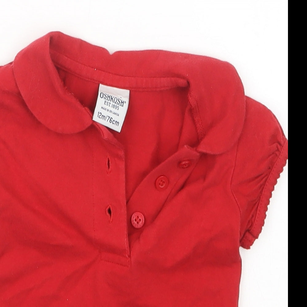 OshKosh Girls Red   Basic T-Shirt Size 12 Months