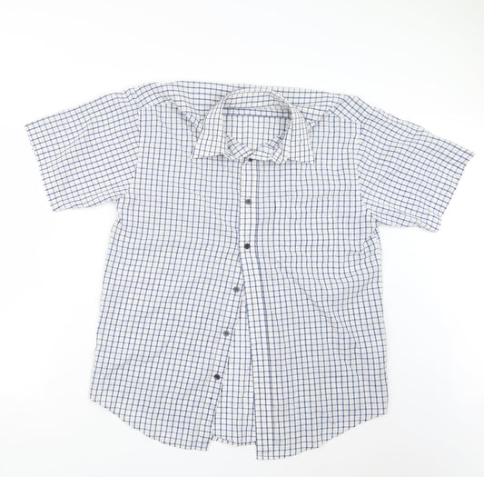 Metaphor Mens Blue Check   Button-Up Size M
