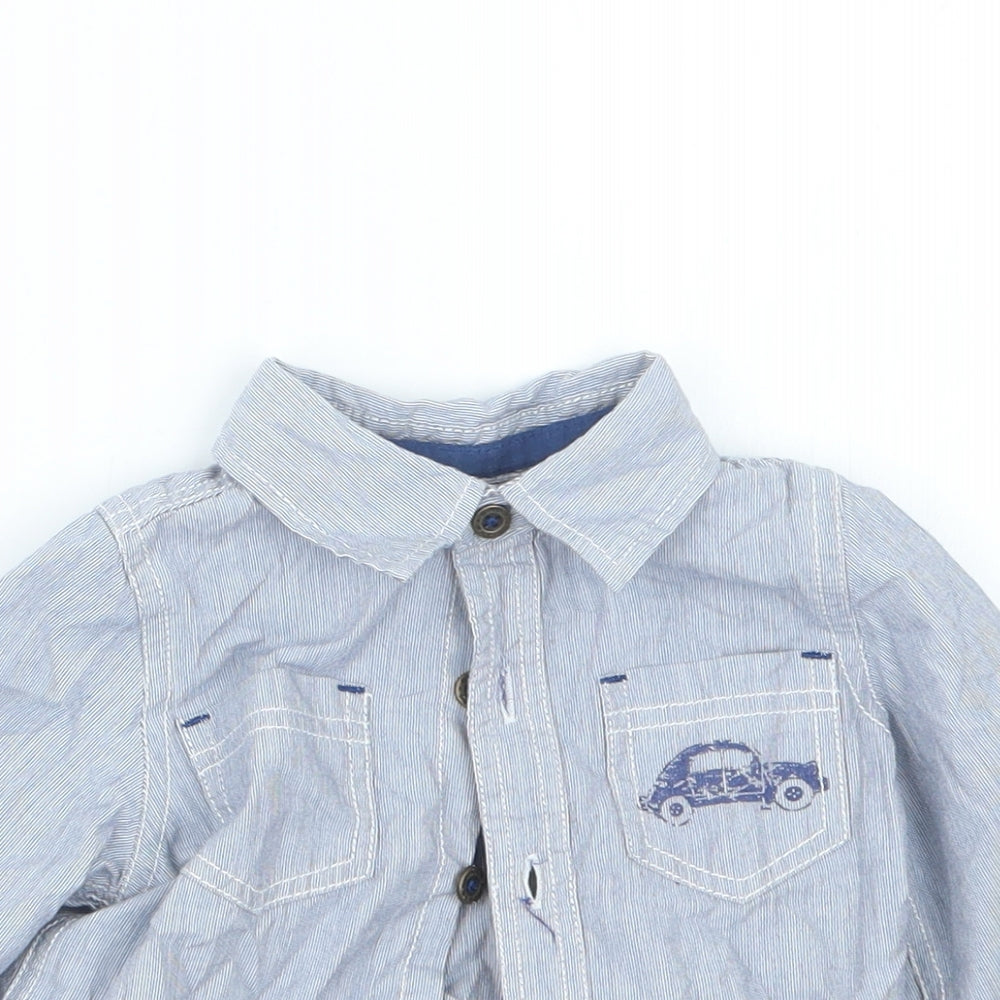 Pumpkin Patch Boys Blue Striped  Basic Button-Up Size 6-9 Months