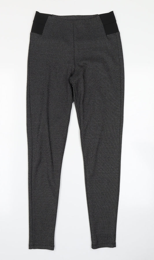 F&F Womens Black Chevron  Capri Leggings Size 8 L26 in