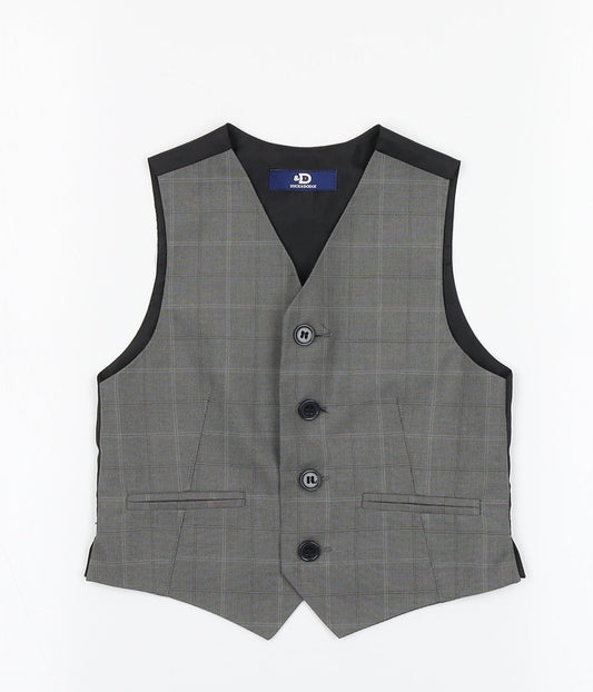 Duck & Dodge Boys Grey Plaid  Jacket Waistcoat Size 4 Years