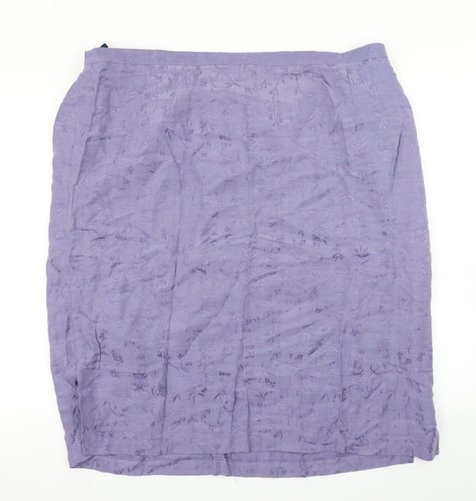 essence Womens Purple Floral  Straight & Pencil Skirt Size 26