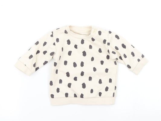 M&S Girls Beige Animal Print  Basic T-Shirt Size 0-3 Months