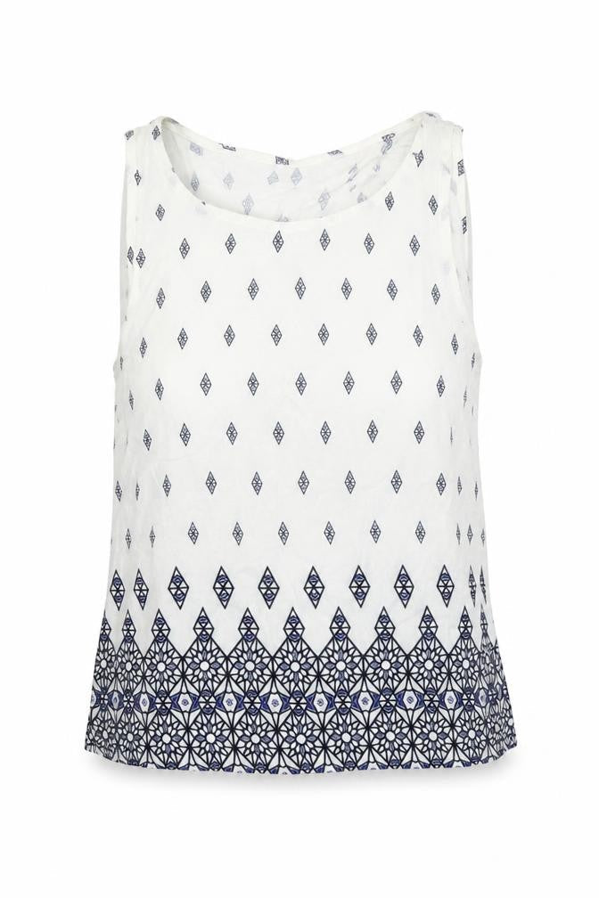 Divided Womens White Argyle/Diamond  Basic Blouse Size 8  - Open back