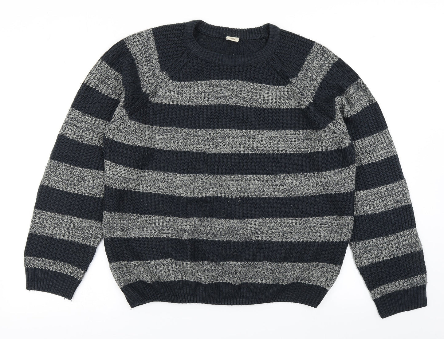 Oak Valley Womens Blue Striped Knit Pullover Jumper Size M