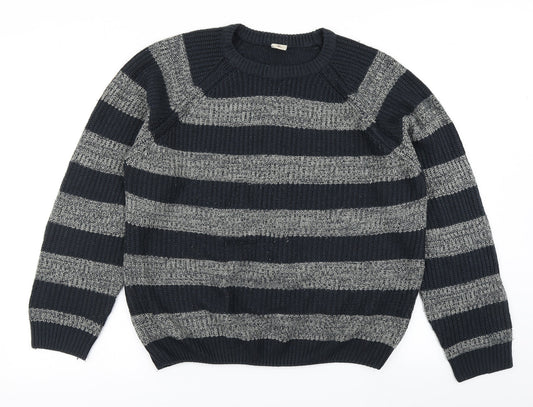 Oak Valley Womens Blue Striped Knit Pullover Jumper Size M