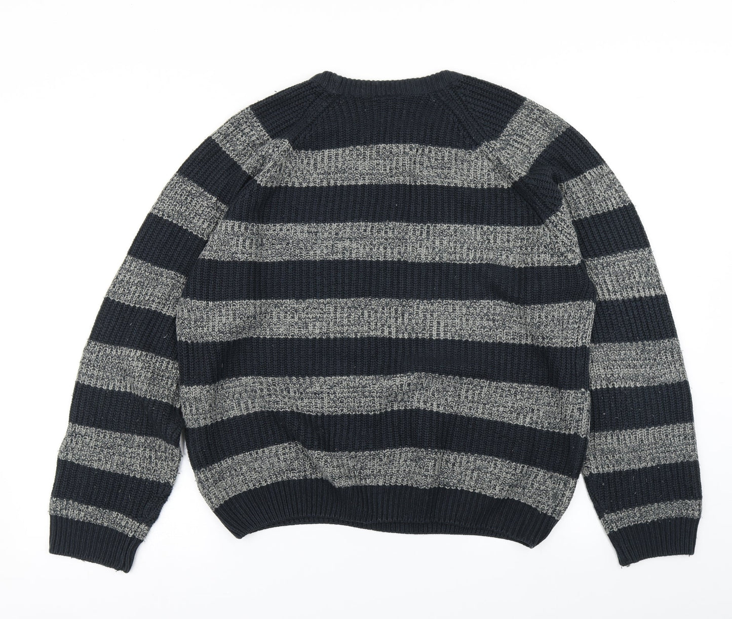 Oak Valley Womens Blue Striped Knit Pullover Jumper Size M