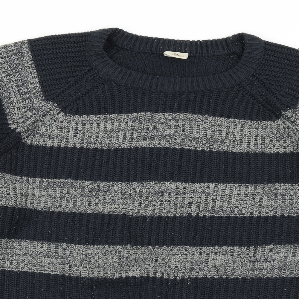 Oak Valley Womens Blue Striped Knit Pullover Jumper Size M