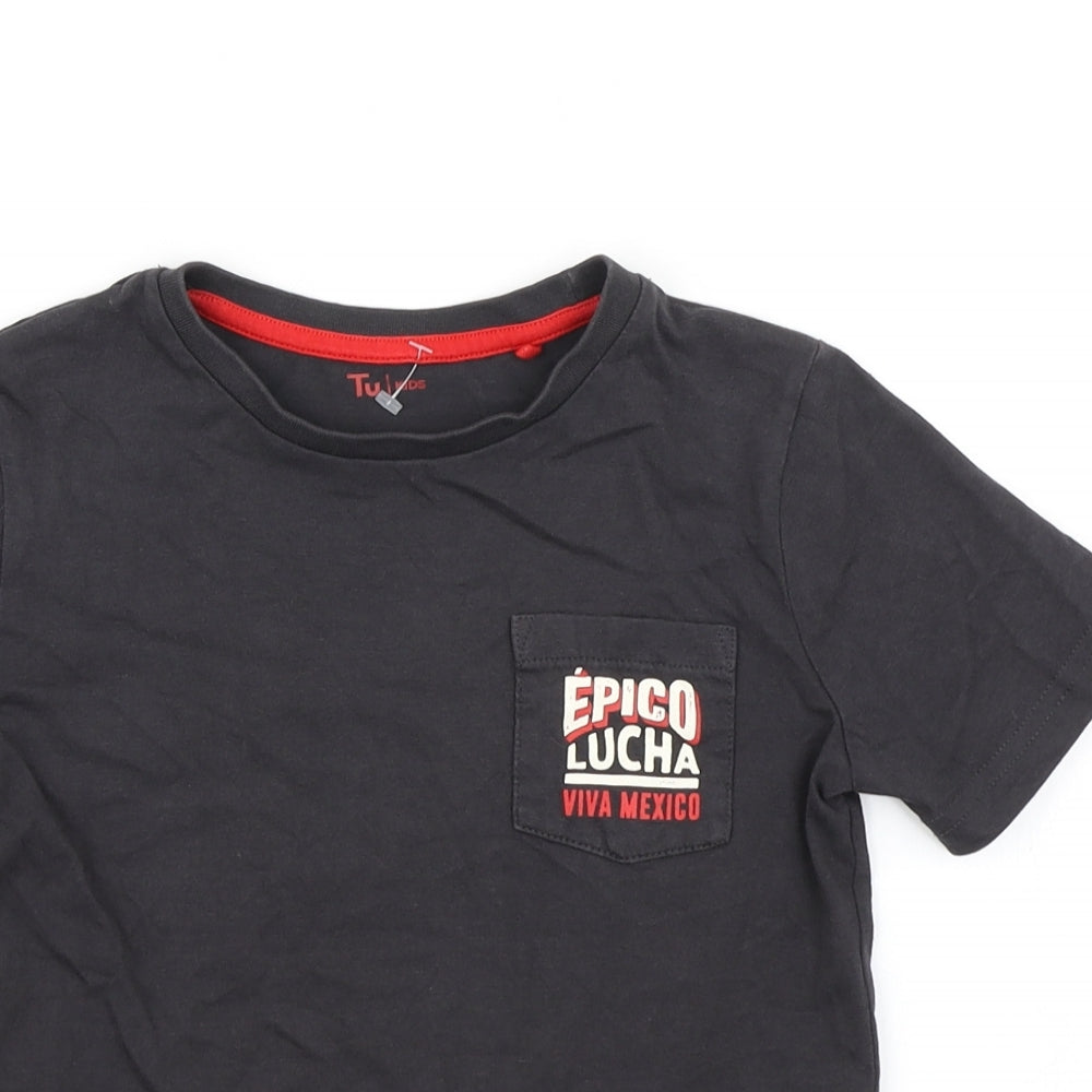 TU Boys Black   Basic T-Shirt Size 7 Years