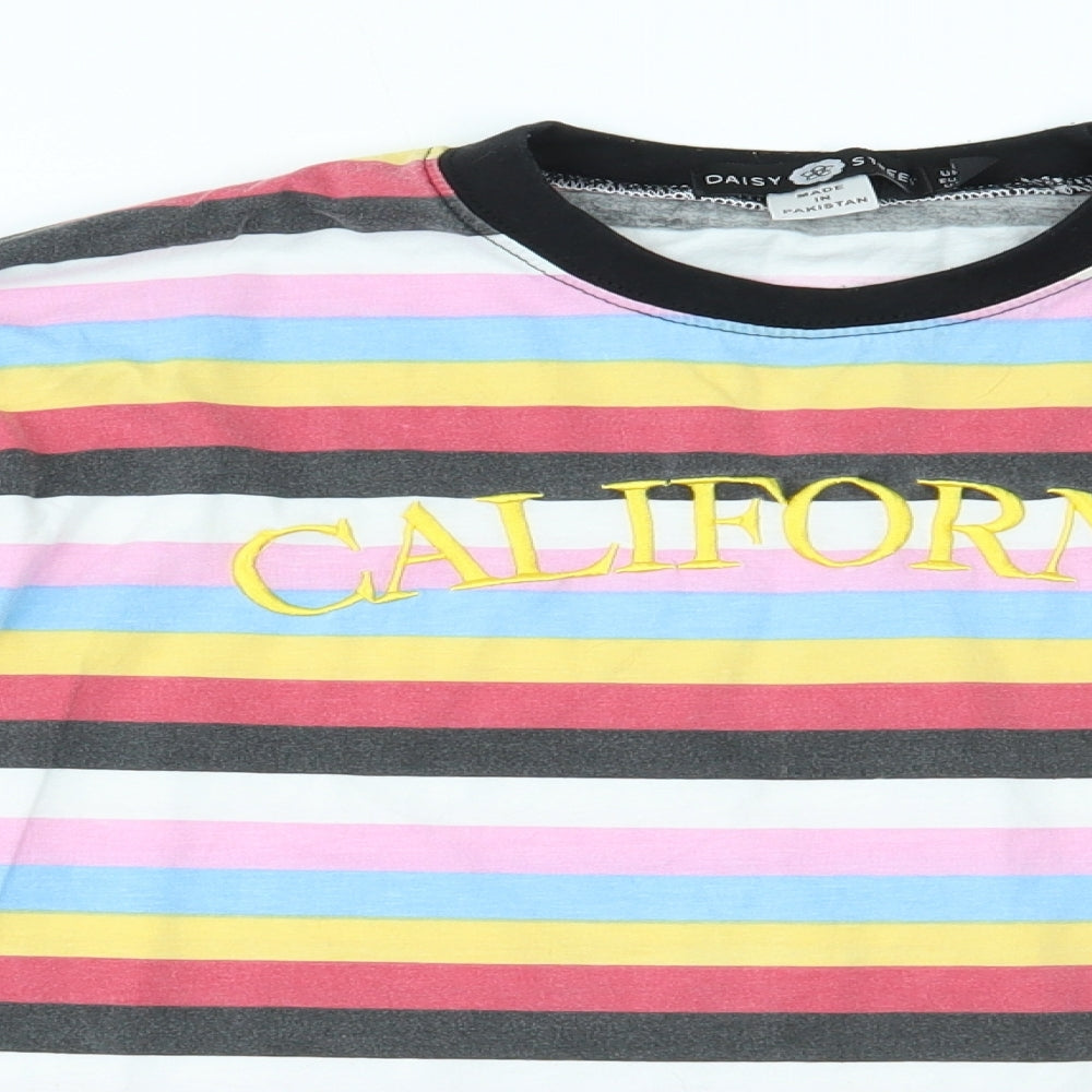 Daisy Street Womens Multicoloured Striped  Basic T-Shirt Size 8