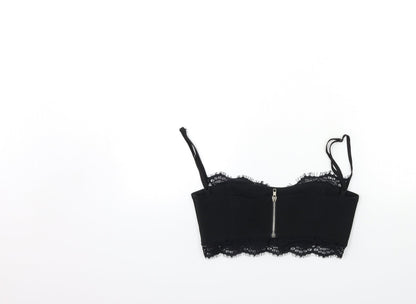 Back view of Missguided women’s black basic tank, size UK 6