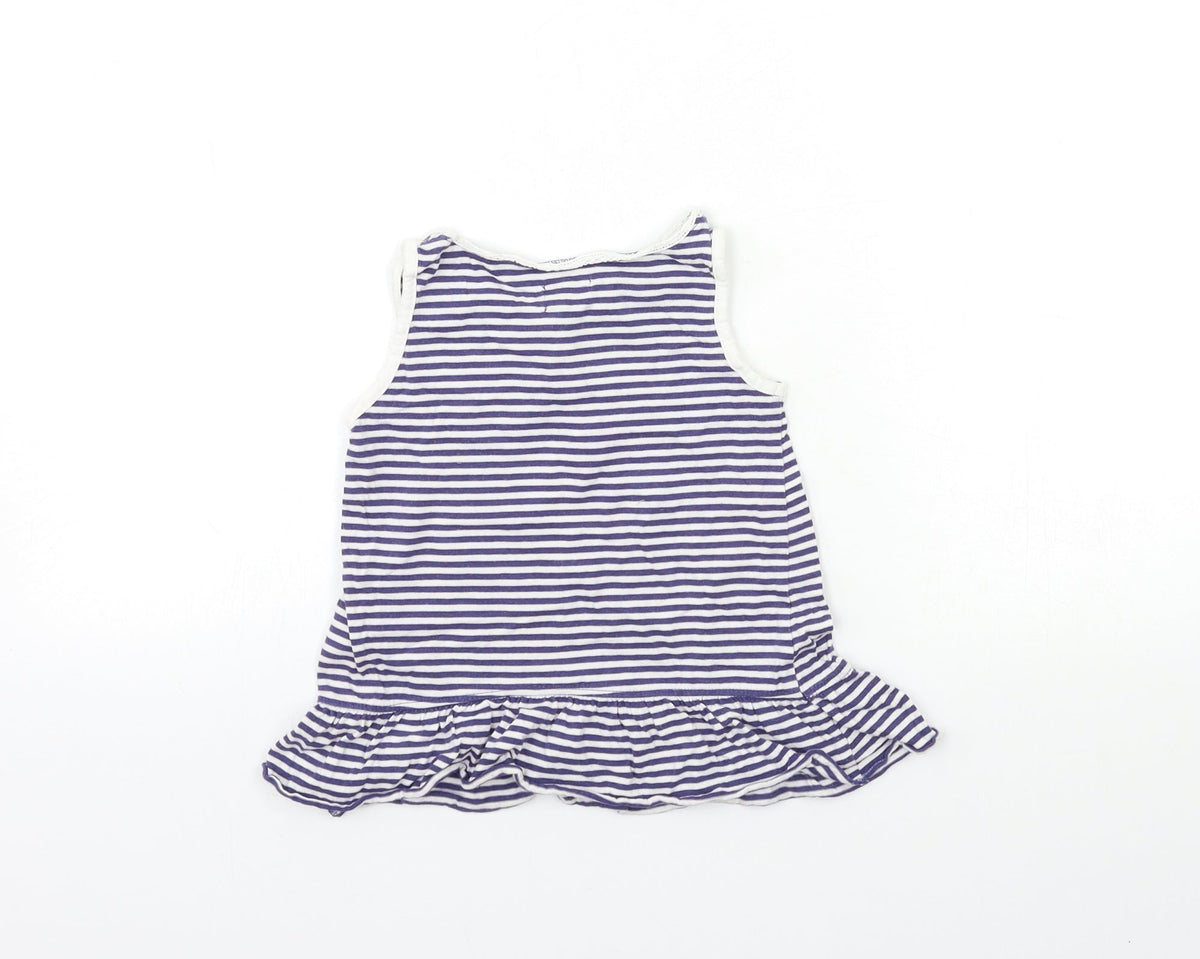 F&F Girls Blue Striped  Basic T-Shirt Size 2-3 Years