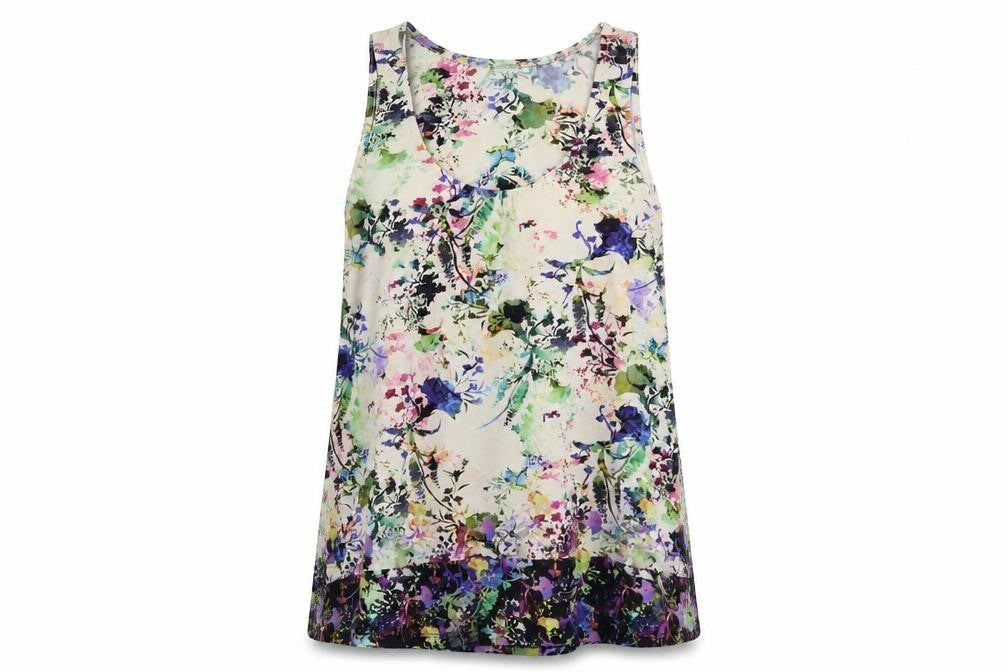 Warehouse Womens Beige Floral  Basic Tank Size 6