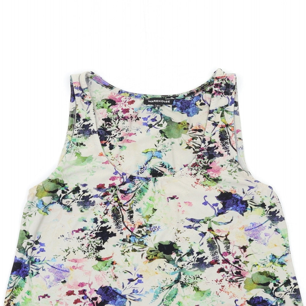 Warehouse Womens Beige Floral  Basic Tank Size 6