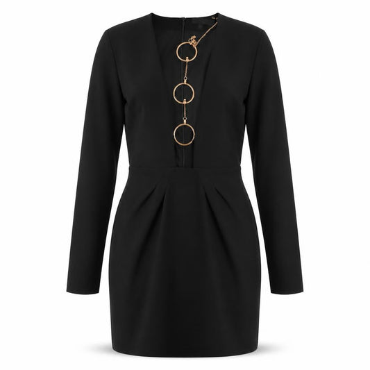 Front view of Missguided women’s black fit & flare, size UK 6