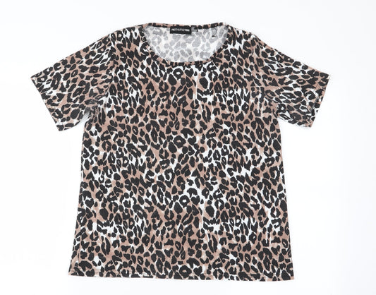 PLT Womens Multicoloured Animal Print  Basic T-Shirt Size 10
