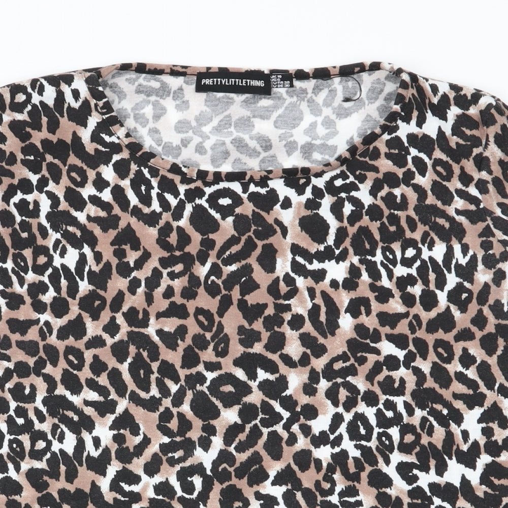 PLT Womens Multicoloured Animal Print  Basic T-Shirt Size 10