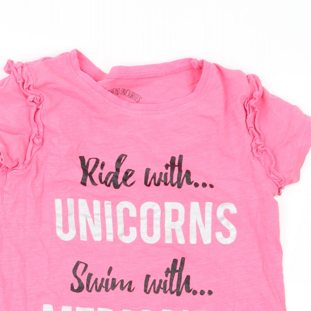 Matalan Girls Pink   Basic T-Shirt Size 7 Years