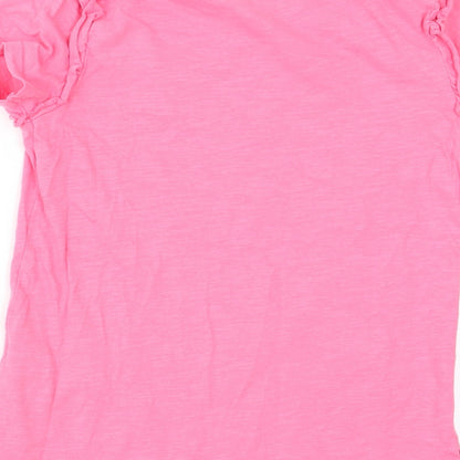 Brand and care label for Matalan girls’ pink basic t-shirt, size 7, years