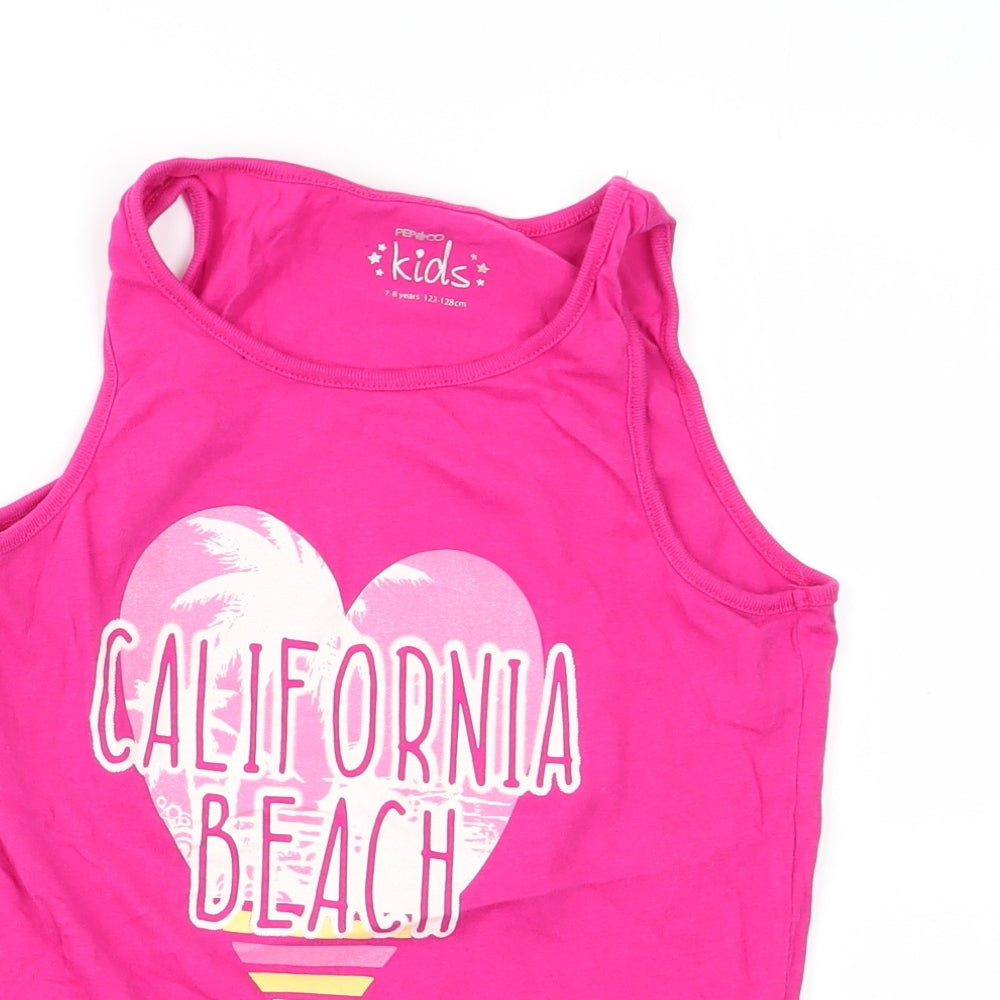 pep and co Girls Pink   Basic Tank Size 7-8 Years
