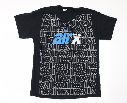 Gildan Mens Black Geometric   T-Shirt Size L