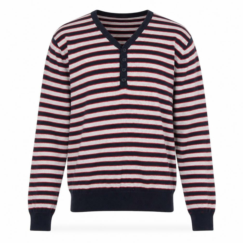 Dissident Mens Grey Striped  Pullover Jumper Size S