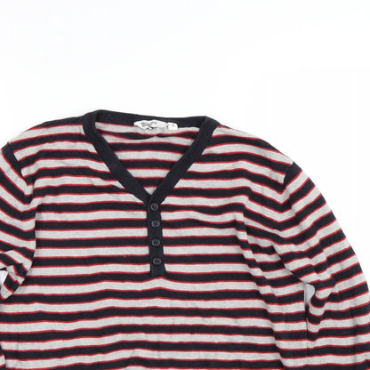 Dissident Mens Grey Striped  Pullover Jumper Size S