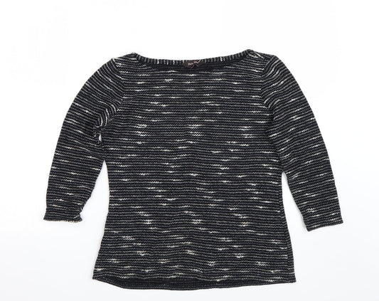 Phase Eight Womens Black Striped  Pullover Jumper Size 12