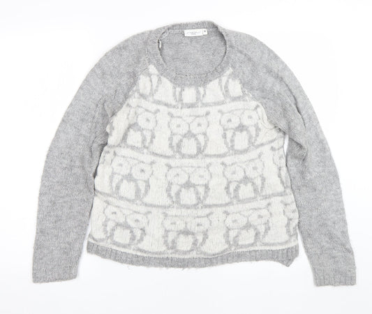 New Look Womens Grey   Pullover Jumper Size 10  - Owls