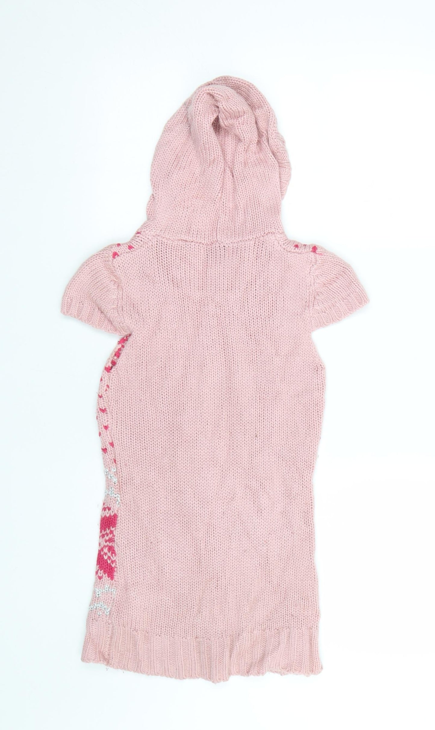 Delicious Girls Pink Fair Isle  Pullover Hoodie Size 11-12 Years