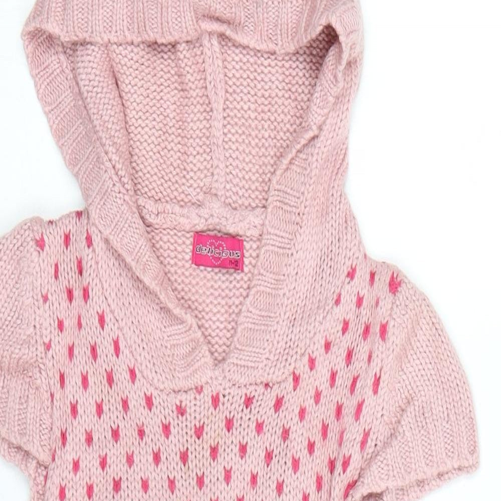 Delicious Girls Pink Fair Isle  Pullover Hoodie Size 11-12 Years