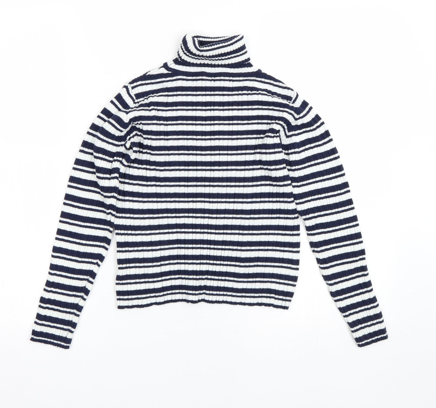 Nutmeg Girls Blue Striped  Pullover Jumper Size 9-10 Years