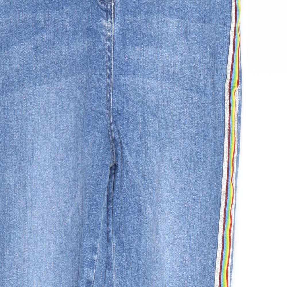 Kylie Girls Blue Striped Denim Skinny Jeans Size 12 Years