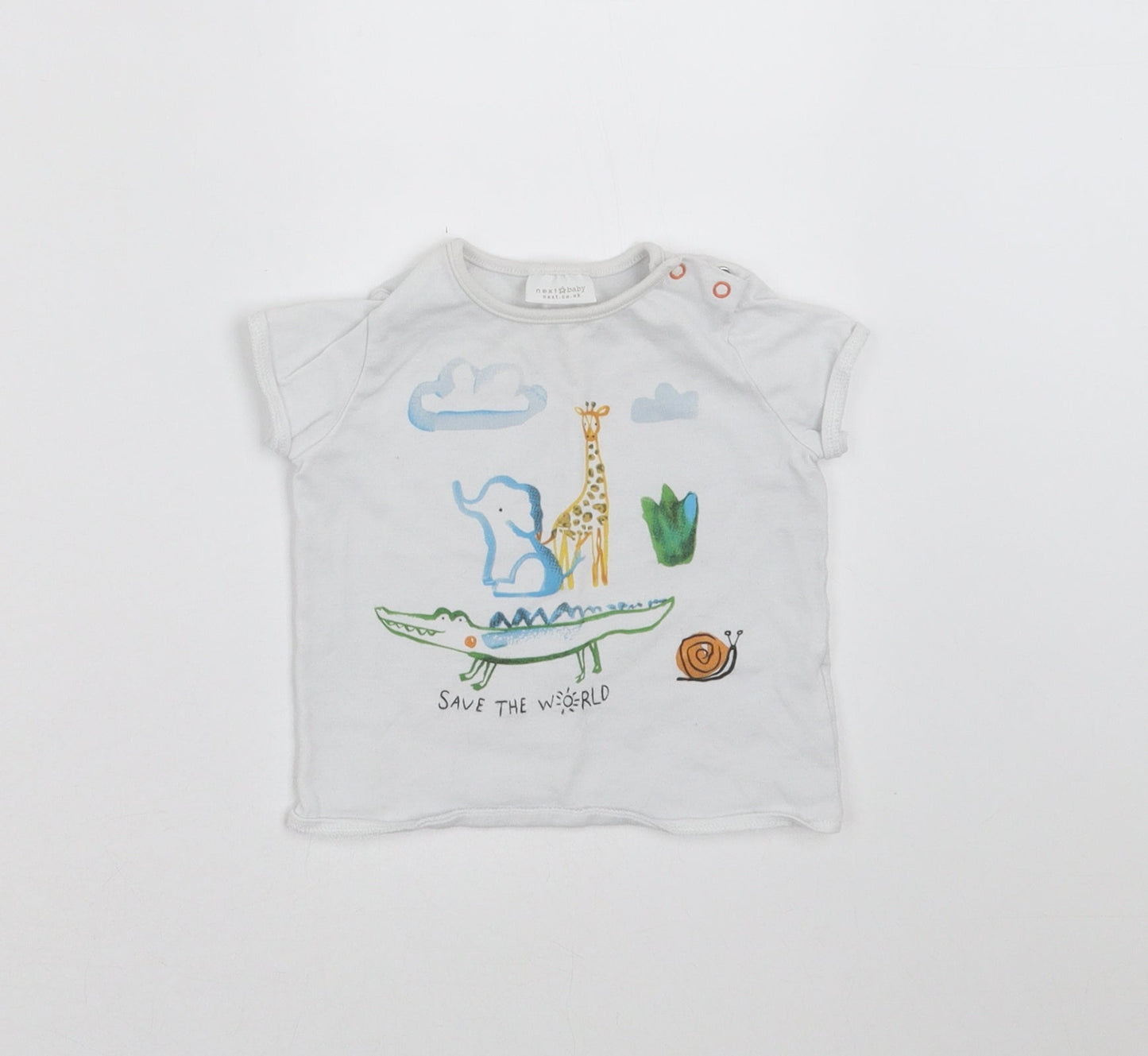 NEXT Baby White   Basic T-Shirt Size 3-6 Months  - animals