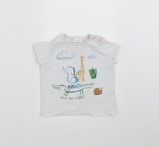 NEXT Baby White   Basic T-Shirt Size 3-6 Months  - animals