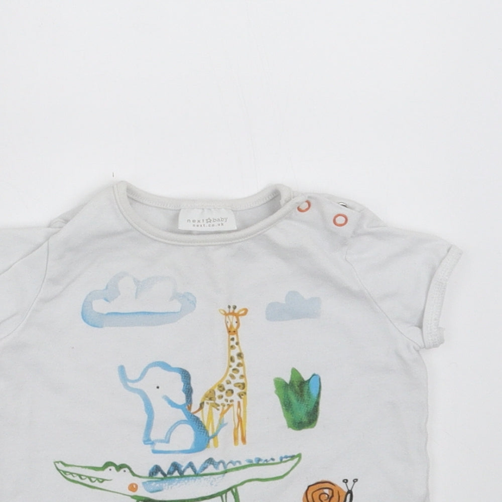 NEXT Baby White   Basic T-Shirt Size 3-6 Months  - animals